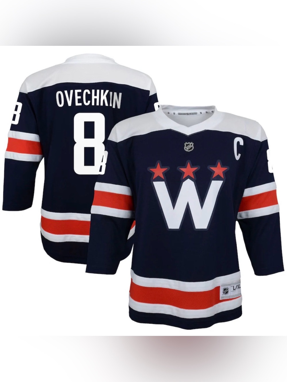 Kids Alex Ovechkin #8 Washington Capitals Alternate Hockey Jersey - L/XL